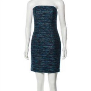 Shoshanna blue metallic strapless dress. Size 8